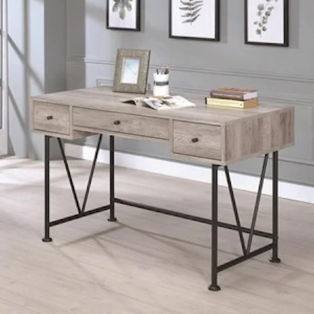 Industrial Style Writing Desk with 3 Drawers